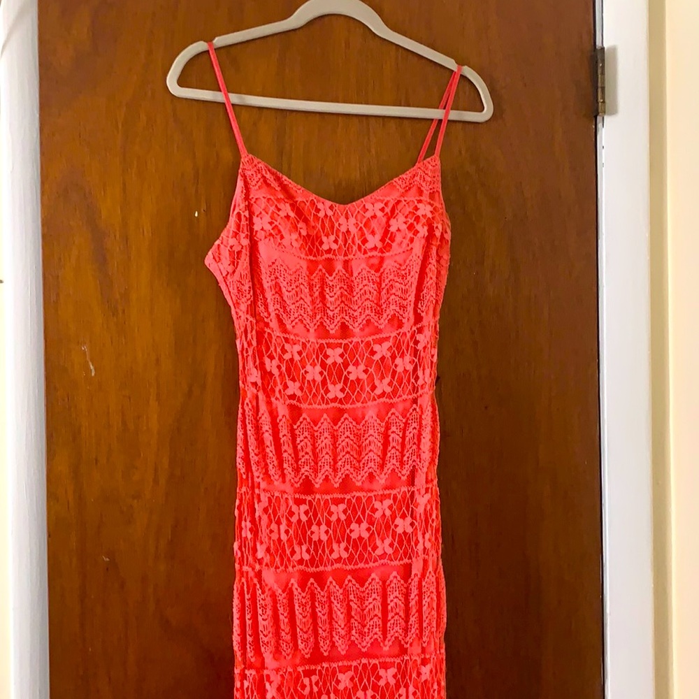 Bison Bisou Coral Pink Maxi Dress